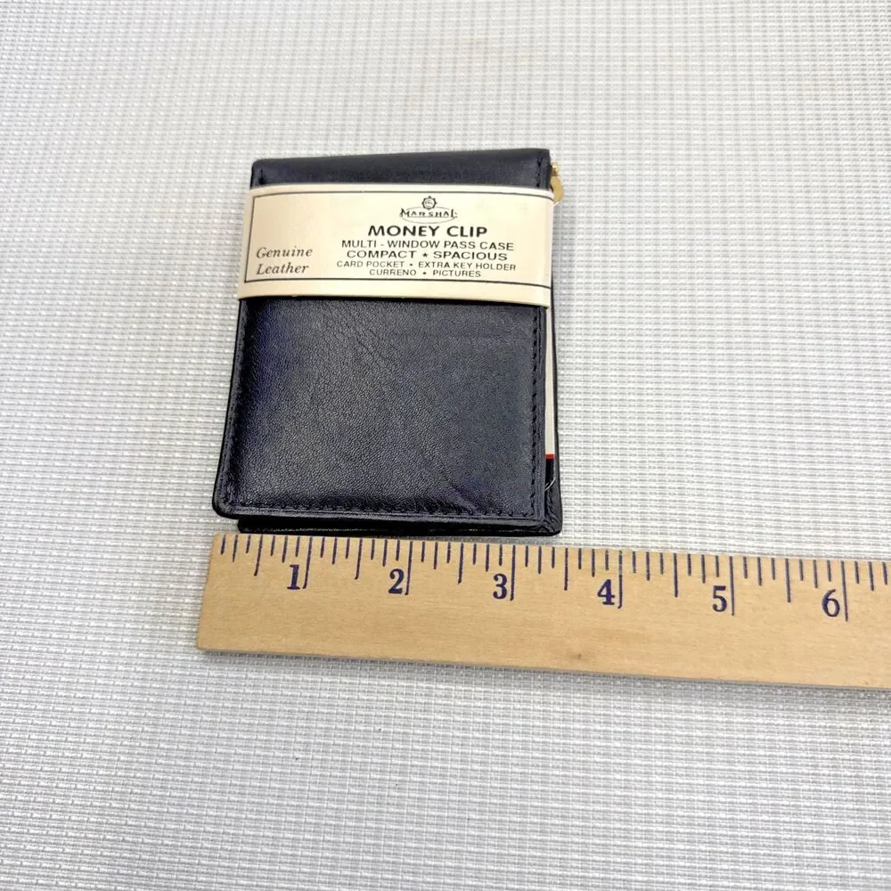 Marshal Genuine Soft Leather Bifold Black Money Clip - New